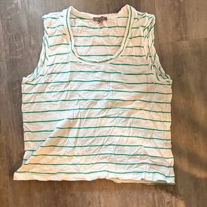 Lilla P Green and White Striped Tank Top